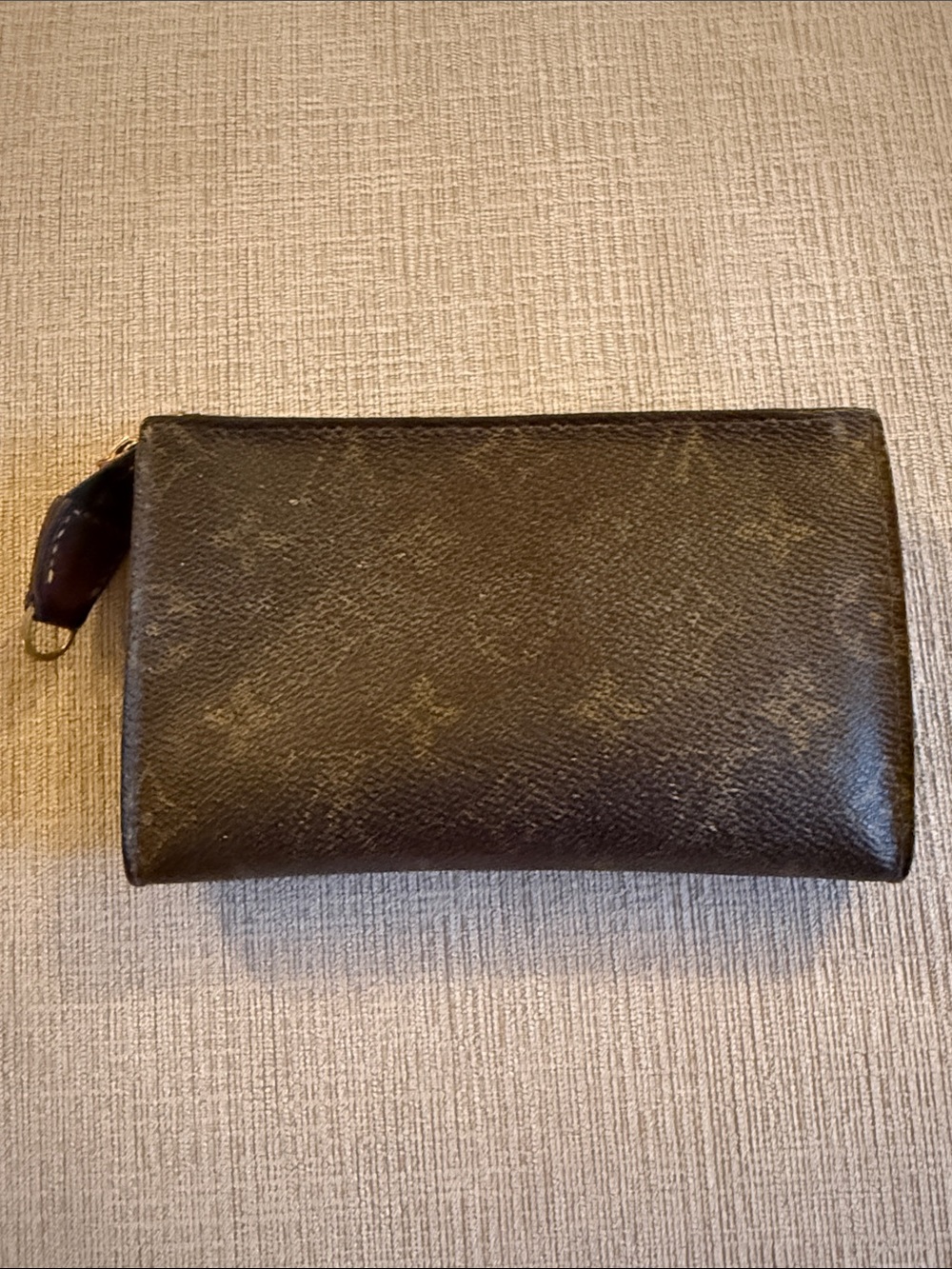 Vintage Louis Vuitton Brown Monogram Canvas Zip Cosmetic Pouch